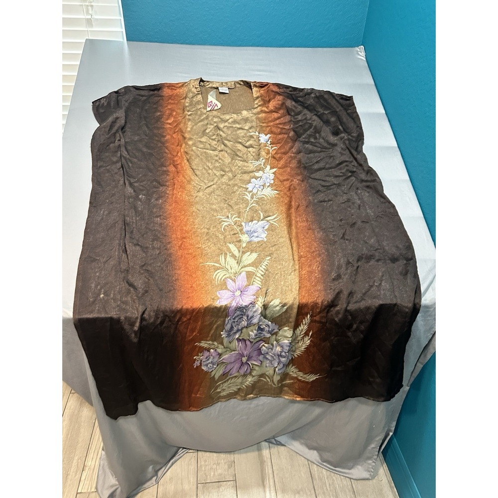 NWT VTG Magic Brown/Orange Ombré Floral Caftan One Size Boho‎